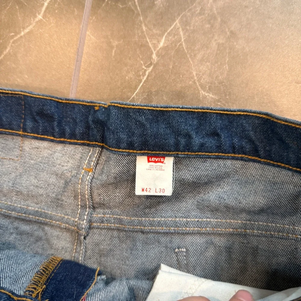 Vintage Levi's 517 Bootcut Jeans Blue Orange Tab Dark Wash Made in USA 40 x 29